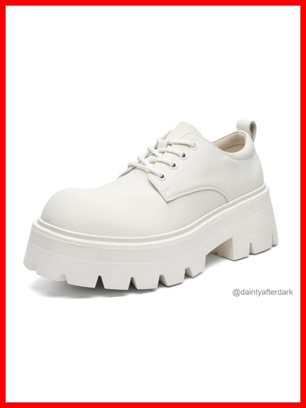 Men's Faux Leather Platform Oxfords Round Toe Lace Up Dress Shoes Non-Slip Lug